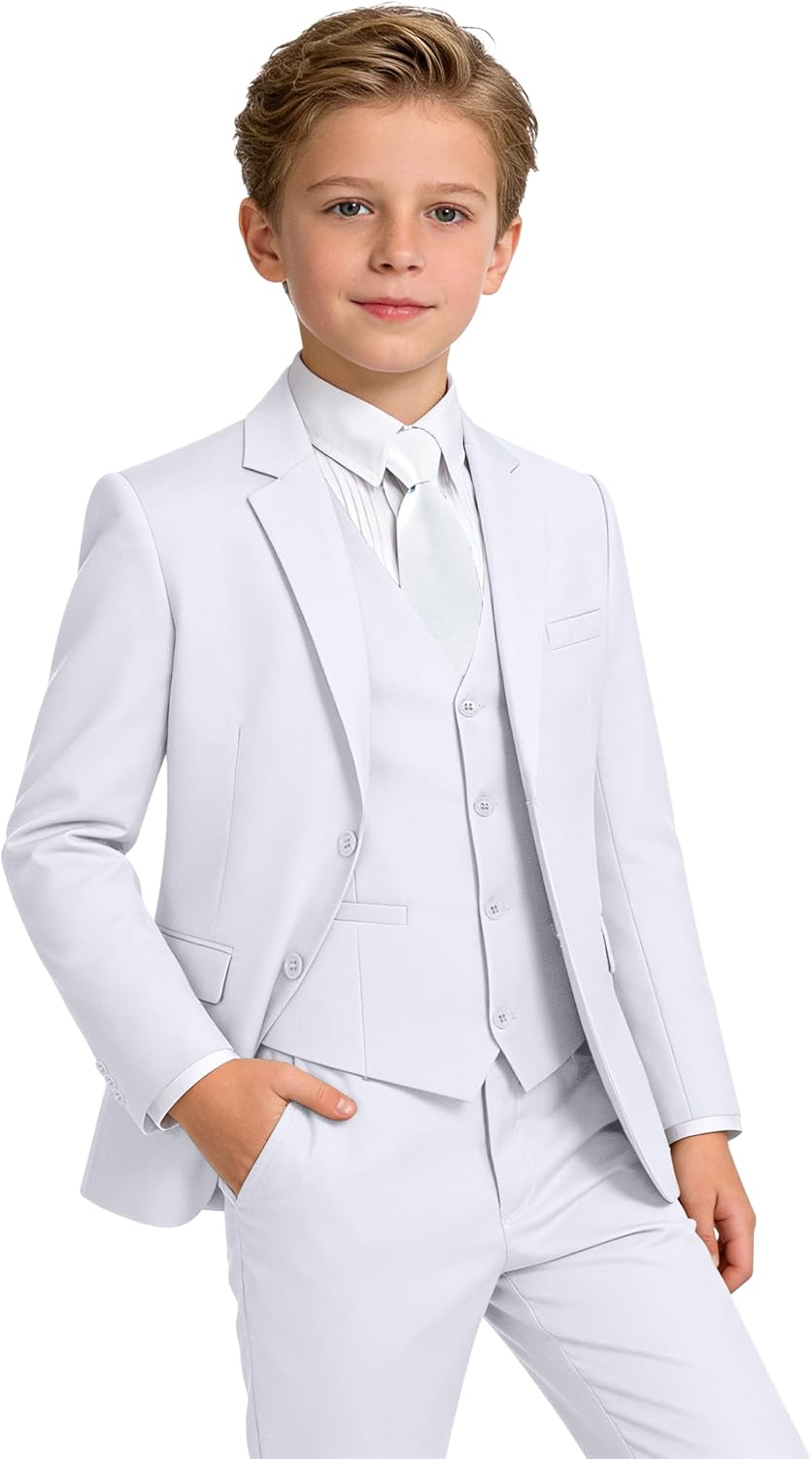 Boys Formal Suit Set Kids 5 Pieces Slim Fit Suits for Wedding Easter Piano Prom Teen Toddler Boy Dress Suit Outfit