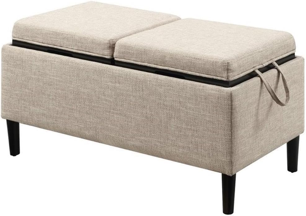 Convenience Concepts Designs4Comfort Magnolia Storage Ottoman with Reversible Trays, Tan Fabric