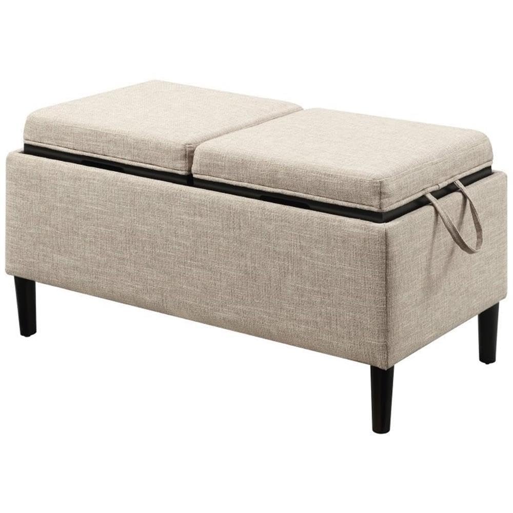 Convenience Concepts Designs4Comfort Magnolia Storage Ottoman with Reversible Trays, Tan Fabric
