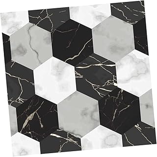 Garneck 4Pcs Telha Backsplash Azulejos Bleucoin Banheiro Azulejo Azulejo Backsplash Arte Da Parede 3D Mural Adesivo De Chão Adesivo De Parede Adesivos De Azulejo Porta Traseira Hexágono