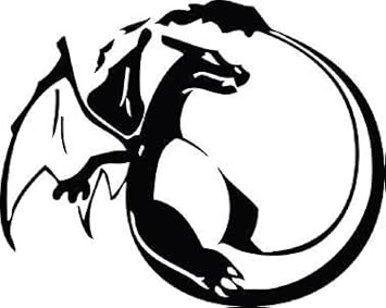 Charizard Flying - Vinyl 5" Tall Color Black Decal Laptop Tablet Skateboard car Windows Stickers