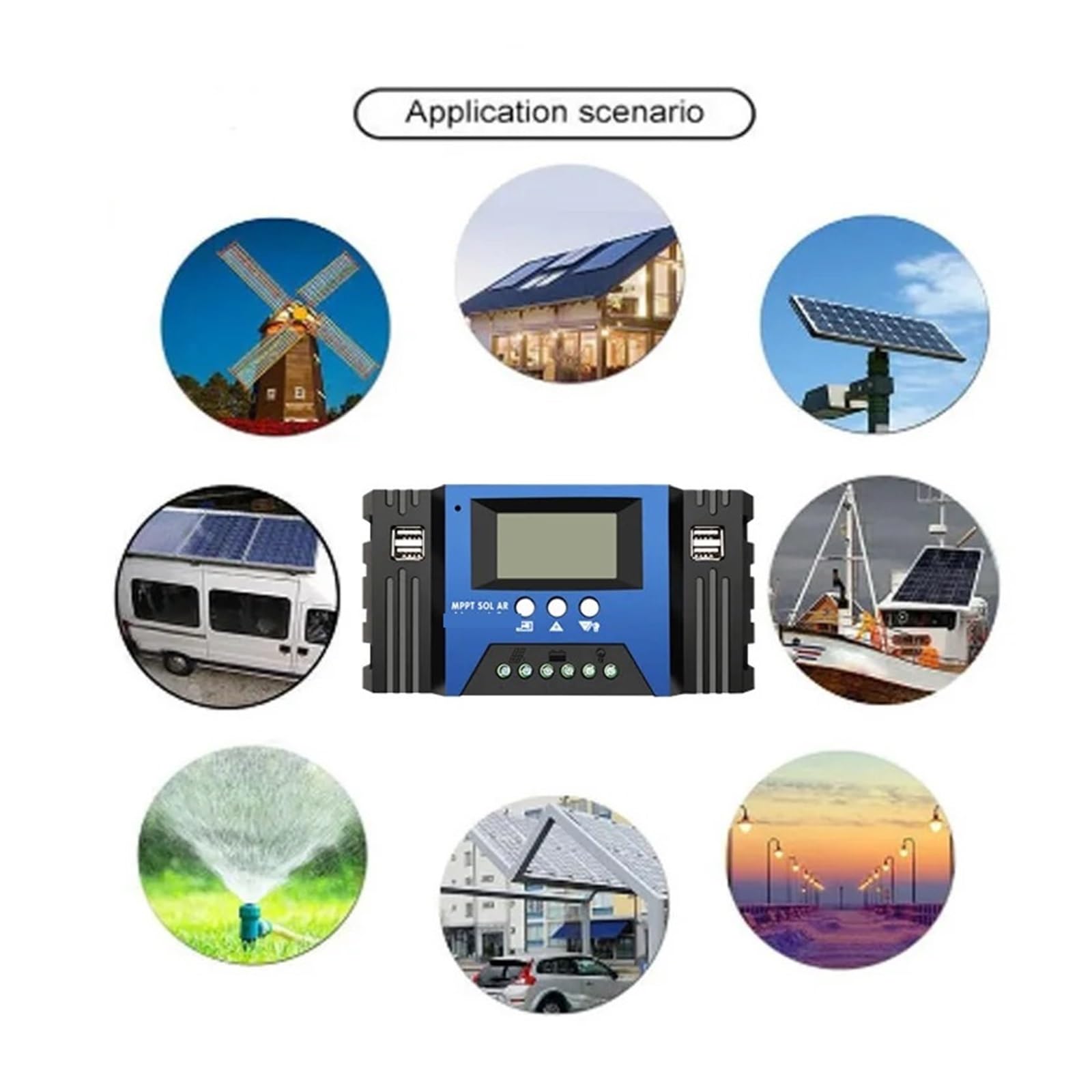 Regolatore di Carica Pannello Solare, Regolatore di Carica Solare Automatico 100A/60A/50A/40A/30A 12V/24V Regolatori MPPT LCD Doppia Uscita USB Pannello Solare Regolatore fotovoltaico(60A)