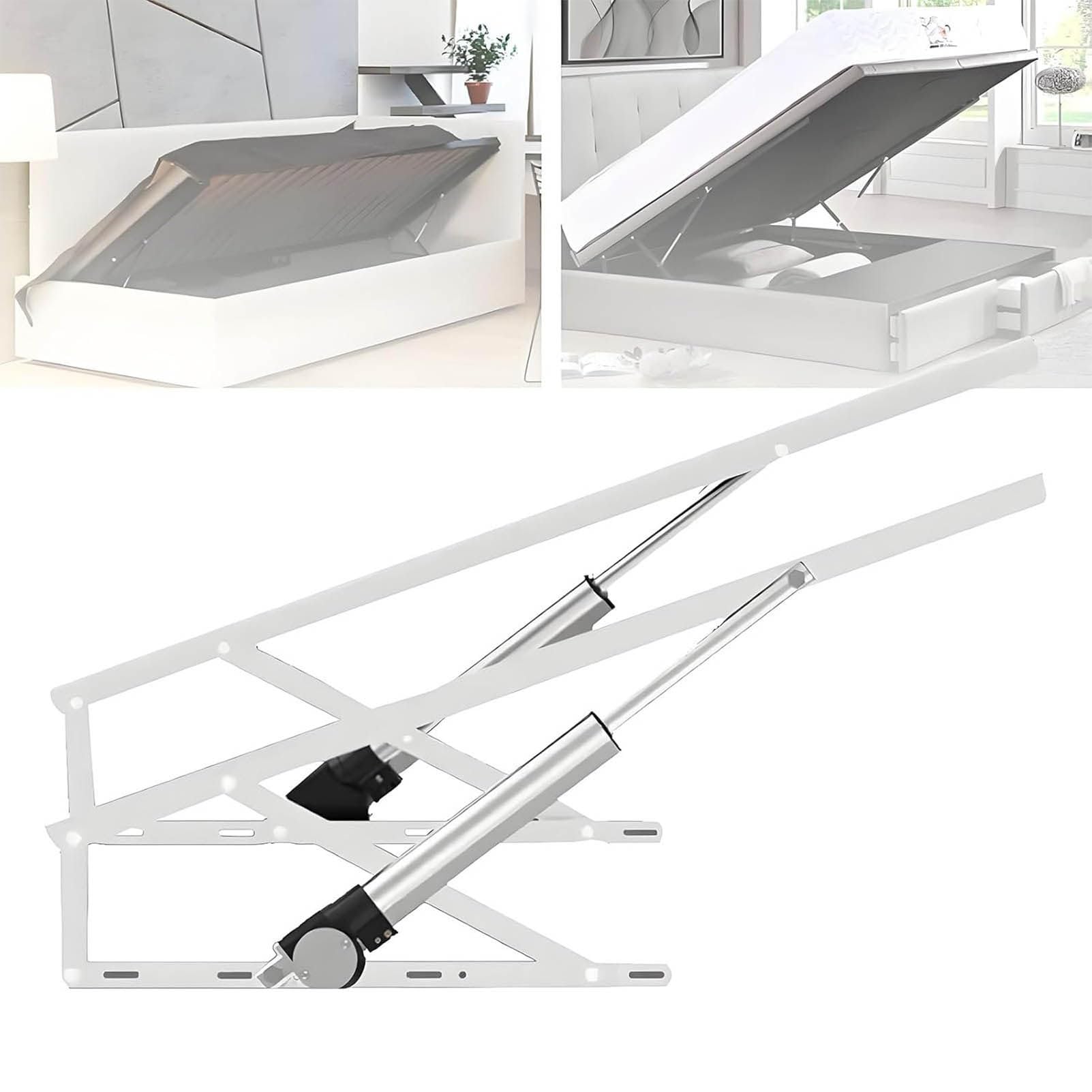 Meccanismo di Sollevamento Elettrico per Letto con telecomandi, capacità di carico di 600 kg, Kit di Sollevamento per Contenitore da 2 Pezzi per Letto Contenitore White-150cm
