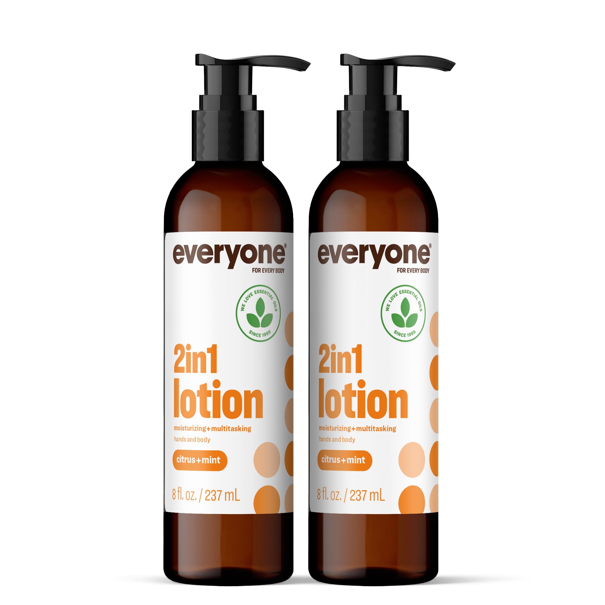 Everyone 2-in-1 Lotion for Hands/Body, 8 ounce (Pack of 2) Citrus and Mint made with Essential Oils for Men and Women