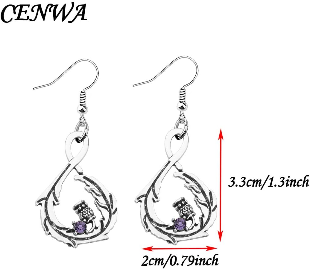 CENWA Scottish Thistle Drop Earrings Scottish Jewelry - Image 2