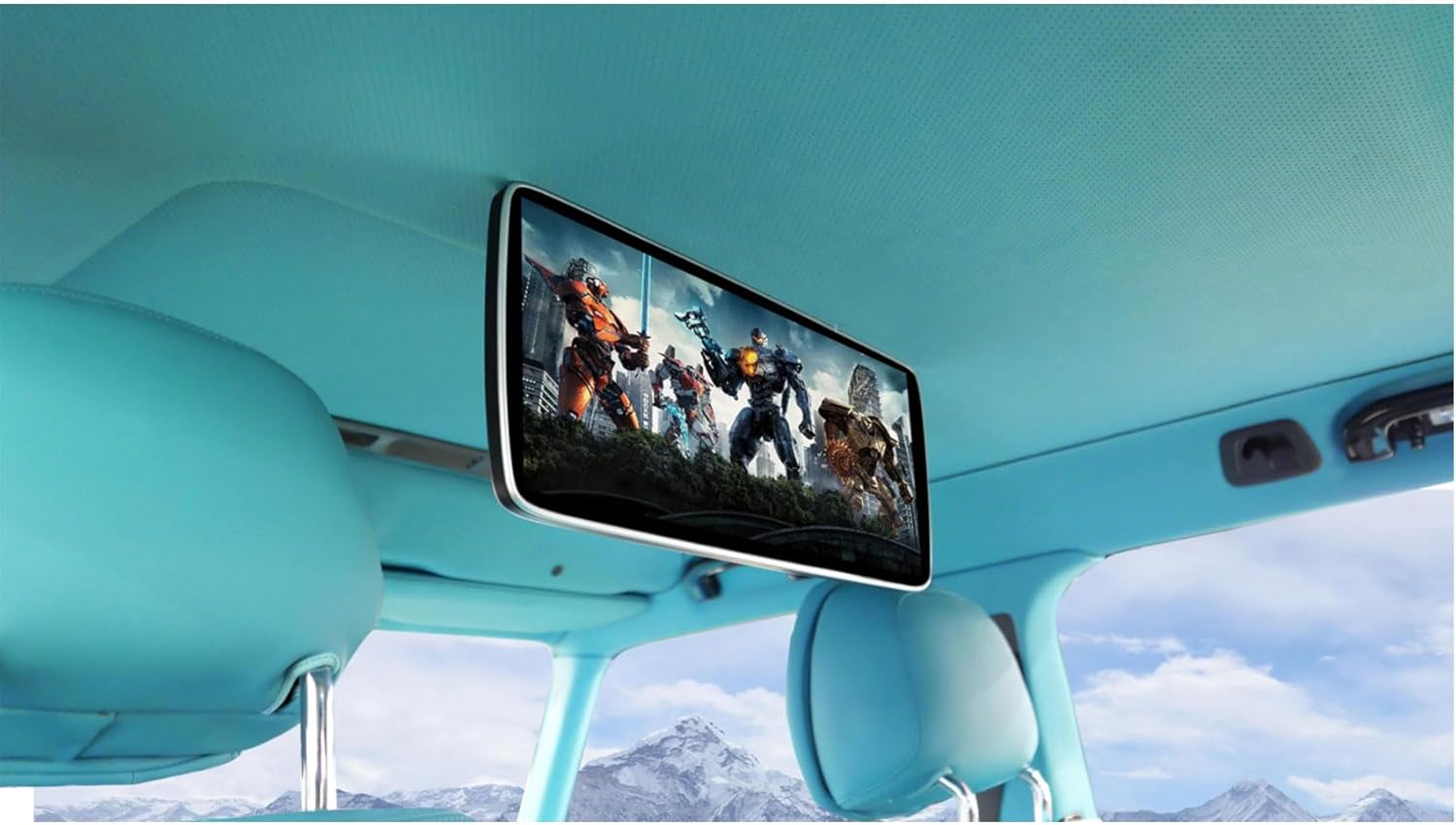 Android Car Overhead Player 18.7” IPS LCD Touchscreen Car Roof Mount Monitor for Mercedes-Benz G Class/Toyota Land Cruiser with Built-in Stereo Speaker Multimedia HD Video, Bluetooth, WiFi, HDMI, USB