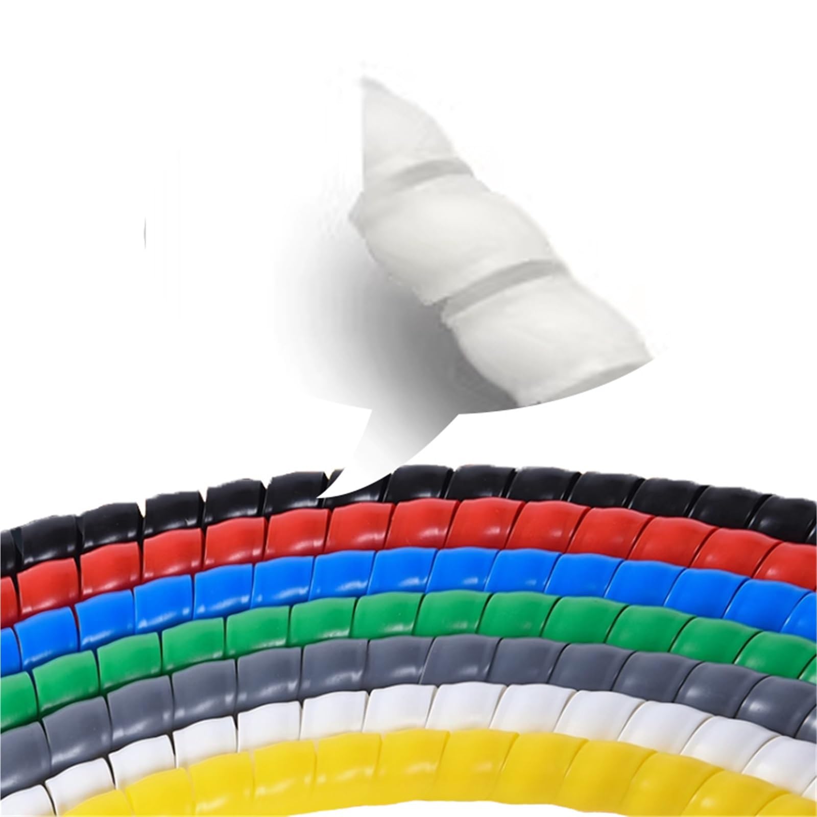 Avvolgicavo a spirale flessibile Tubo di avvolgimento da 1 m 8/10/14/16/20/25 mm Organizzatore cavi Manicotto protezione del cavo Protezione a spirale(White,32mm,10M)