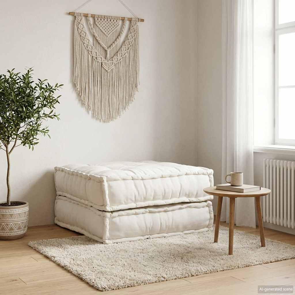 SYDE Sofá Modular de Tela Color Crema 70x70x36 | Relleno de Espuma, Diseño Reconfigurable, Suave y Duradero, para Sala, Dormitorio o Porche
