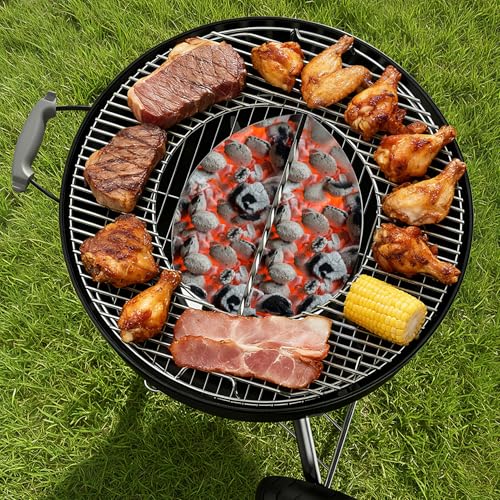 onlyfire Edelstahl Kohlekorb 2er Set, Holzkohlekörbe für Kugelgrill, Charcoal Grills, Kettle Grills, Char-Basket, Holzkohle-Körbe, Grillzubehör, Hohe Kapazität, Silber