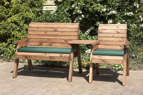Charles Taylor Three Seat Companion Set Straight with Cushions - W262 x D74 x H98 - Fully Assembled - Green