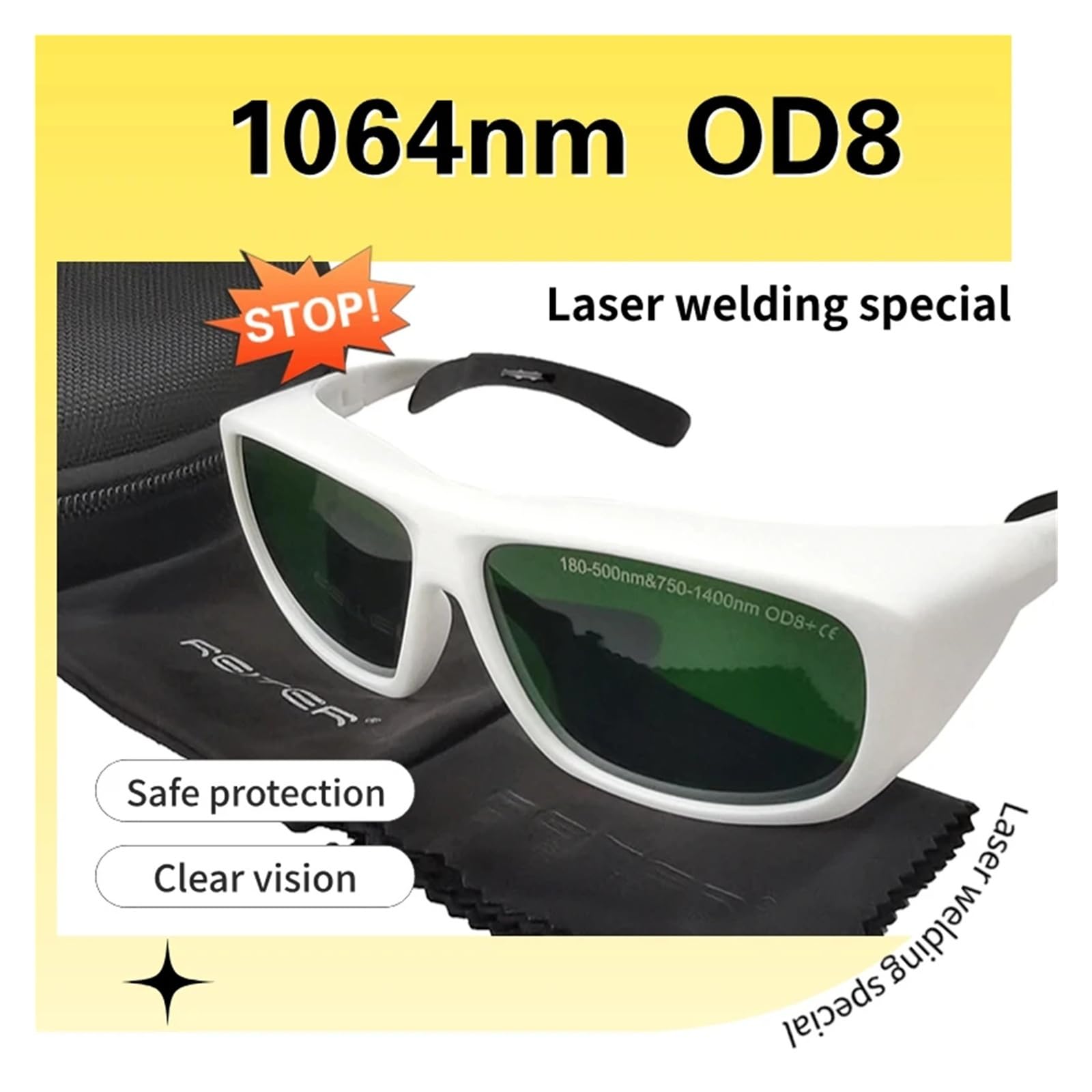 Gafas protectoras for soldar de alta potencia clase 4 (180-500 y 750-1400 nm, OD8) gafas seguridad infrarrojas for corte metal Para obras, talleres, ciclismo, jogging, servicio