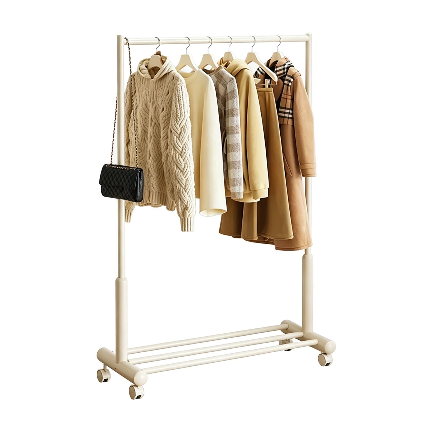 lyxamjrzyp Rolling Clothes Rack with Wheels, Garment Rack Organizer, Portable Clothing Rack for Bedroom Living Room Entryway Closet Storage(31.4in/80cm)
