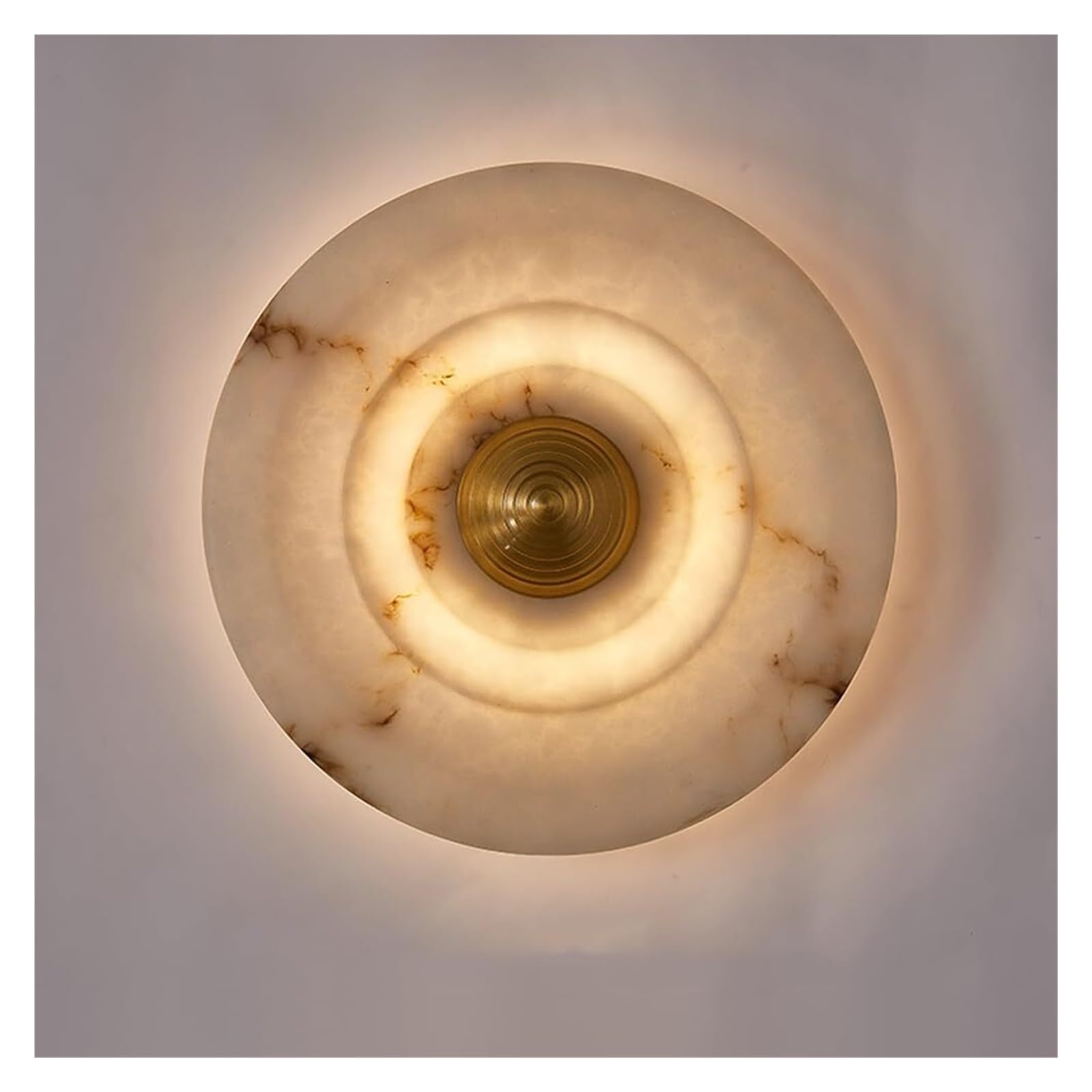 SXSCARKX Natural Alabaster Wall Sconce 10.24In Circle Marble Lights Bathroom Vanity Light Fixtures Round LED 3000K Stone Lamps for Bedroom Hallway Bedside Staircase