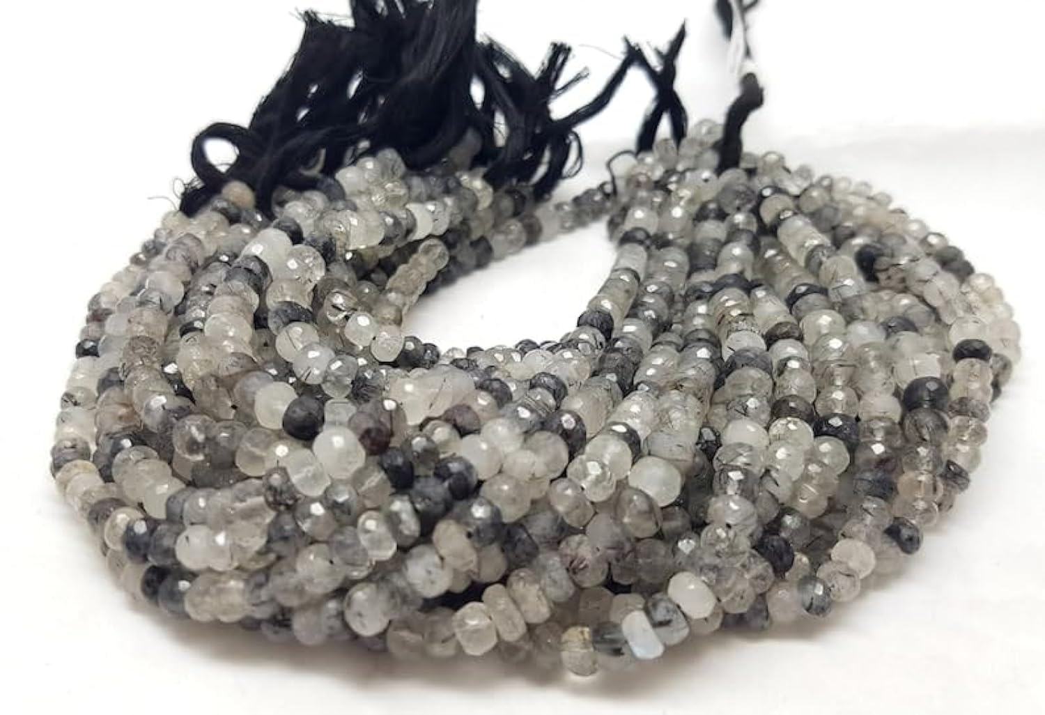 Perles rondes lisses noires naturelles 7-8 mm fabrication bijoux DIY