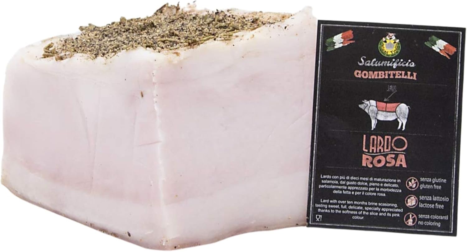 Lardo Rosa di Gombitelli (Lardo Steso) trancio sottovuoto da 0,5 kg