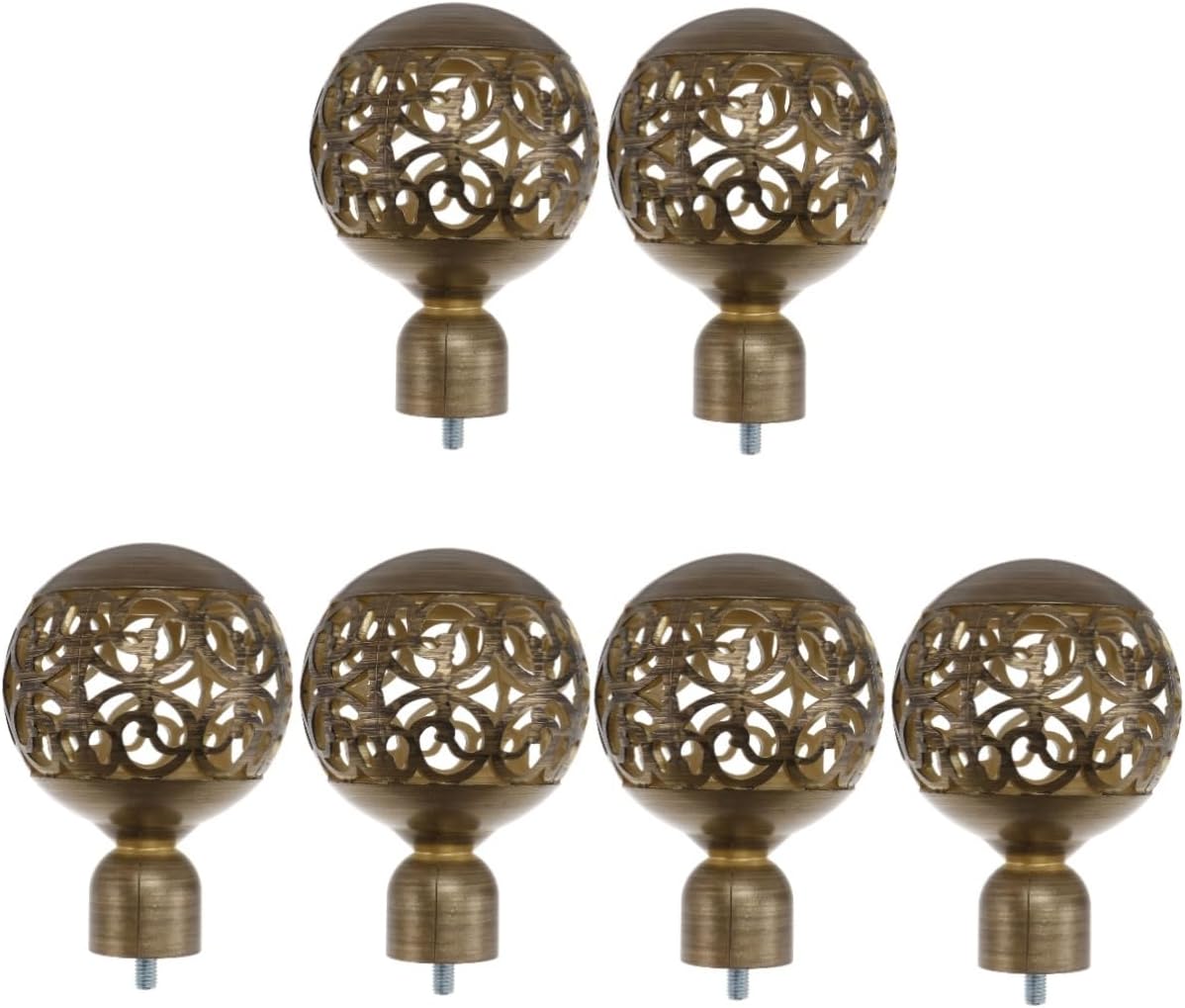 Amosfun 6pcs Decorative Curtain Rod Ends Chic Hollow Design for Living Room Bedroom Easy to Install Sturdy Curtain Pole Accessories