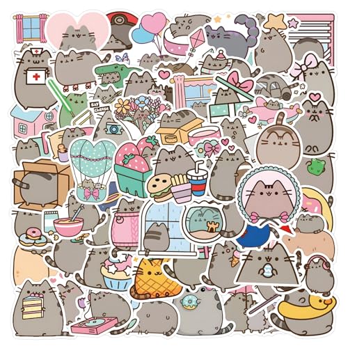 110PCS Pusheen Cat Stickers for Kid Cute Cartoon Waterproof Vinyl Decals for Grils Teens Adults - Stickers for Water Bottle Laptop Skateboard Luggage Helmet Gifts