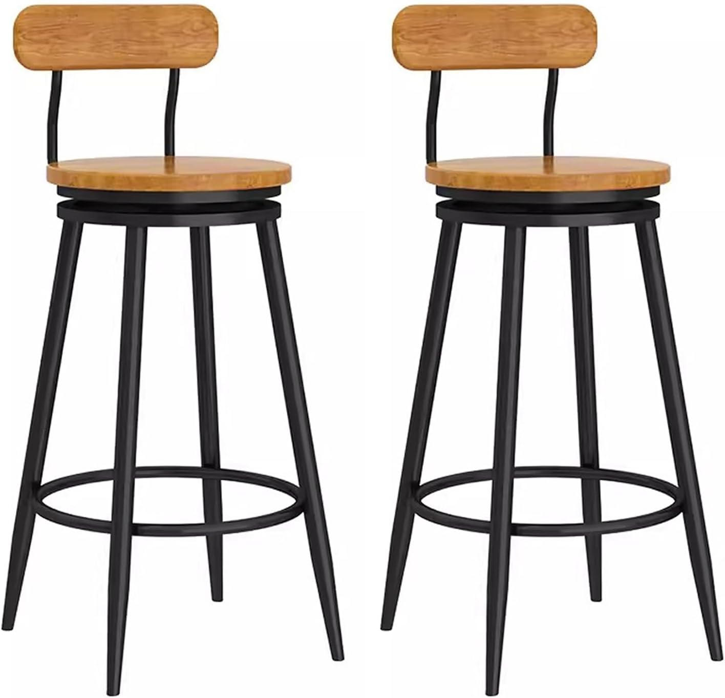 Widppsopt Wooden Bar Stools Set of 2 Swivel Bar Stools with Metal Legs
