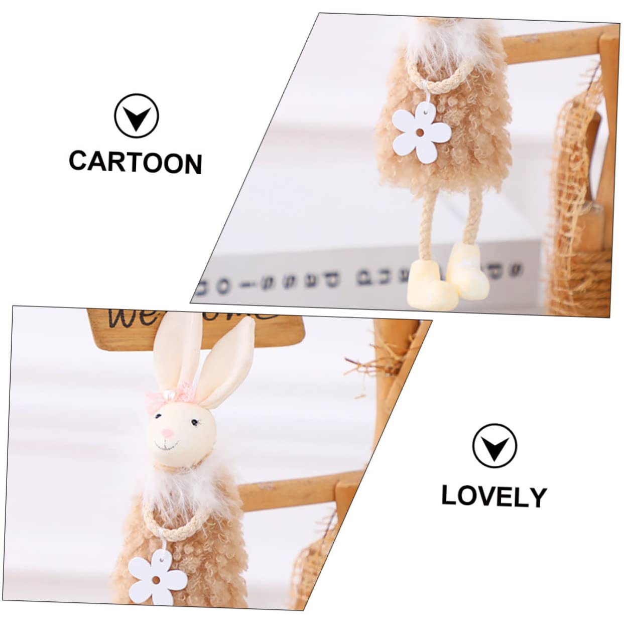 VICASKY Lot de 3 pendentifs en forme de lapin de Pâques - Décoration murale - Cadeaux d'invités pour Pâques - Décoration de lapin pour la porte de Pâques - Accessoires pour cochons d'Inde - Décoration