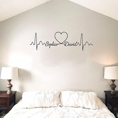 Miniatura 3 de Arte de pared de metal personalizado con latido del corazón, nombre de pareja, decoración de dormitorio, colgador de pared, regalo para él, letrero