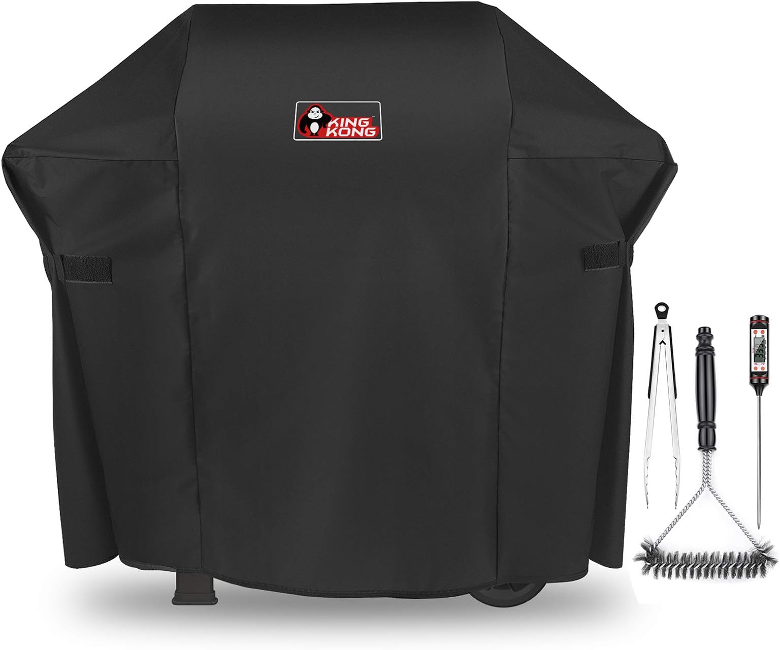 KingkongGas Grill Cover for Weber Spirit 200 and Spirit II 200 Series 2 Burner Gas Grill, Including Grill Brush, Tongs and Thermometer