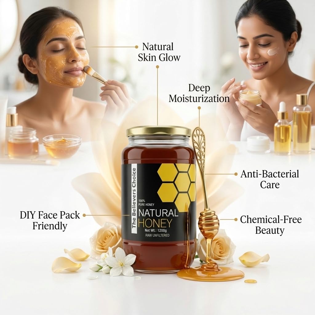 The Believers Choice Natural Honey 1200Gram By The Believers Choice Wild Unprocessed Honey|Pure Organic Raw Honey|100% Natural|No Preservatives| No Artificial Color|No Added Sugar 1