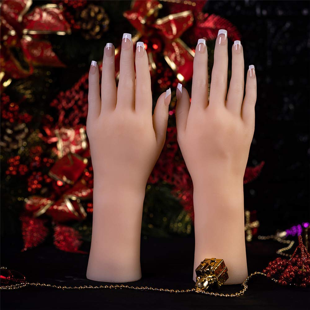 Piedi o Mani in Silicone, Mani morbide per esercitazioni per Nail Art, Modello di Mano in Silicone Manichino Flessibile in Silicone Morbido Realistico per Braccialetto ad Anello e