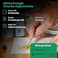 Vista 3 de Brampton PRO-FIX - Epóxido de golf de larga duración, vida útil completa de 20 minutos, extra fuerte, resistente a impactos, kit de pegamento epoxi