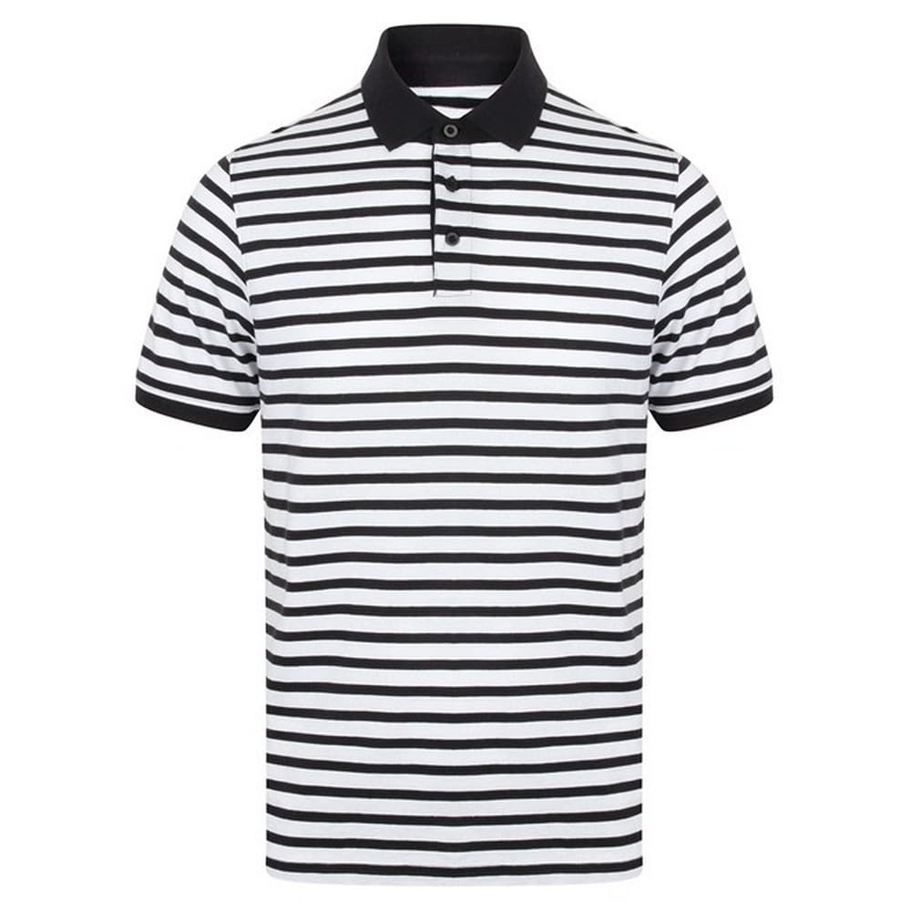 Front Row Unisex Adult Striped Jersey Polo Shirt (XXL) (White/Navy)