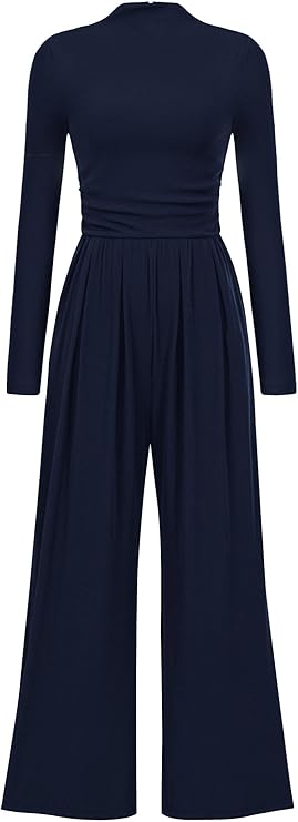 PRETTYGARDEN Jumpsuits For Women Dressy Fall Fashion Clothing 2025 Long Sleeve Mock Neck Date Night Rompers Business Outfits