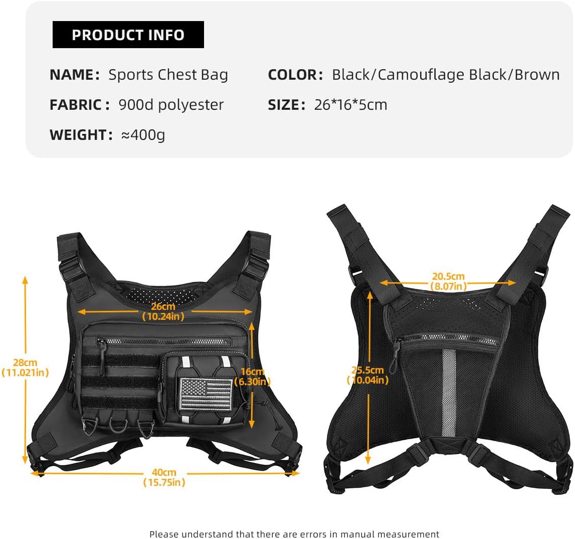 Outdoor Sports Chest Bag with Holster for Men EDC Travel Chest Pack for Running, Hiking image 5