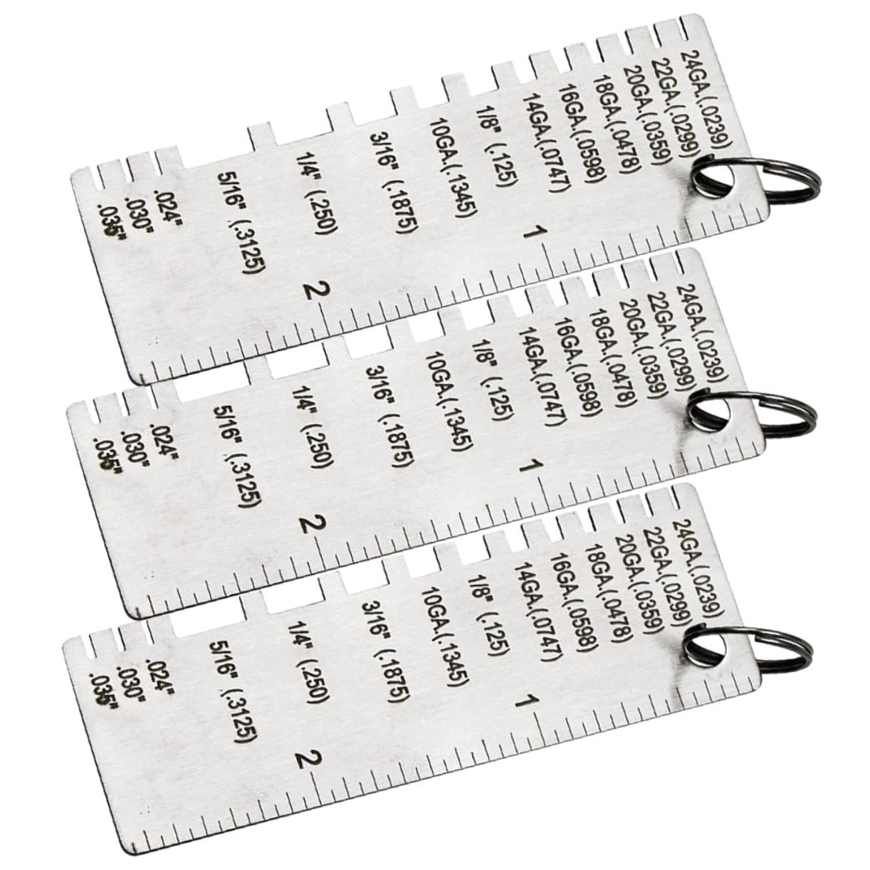 MUCKLILY 3pcs Metal Thickness Gauge Tool Gauge Wire Sizes Thickness Gauge Welding Thickness Gauge Wire Gauge Welding Accessories and Tools Welding Tools Silver Stainless Steel