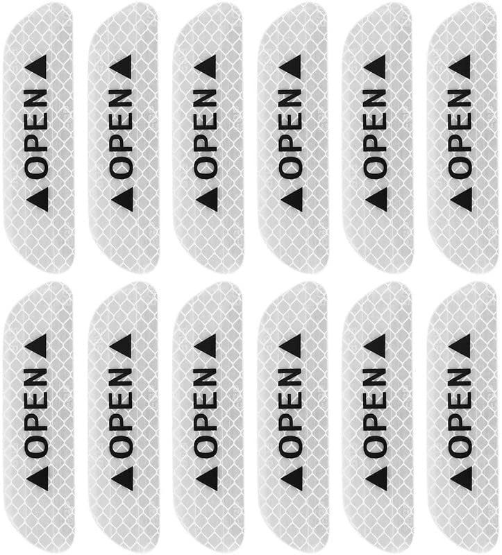 Bestrix Car Reflective Stickers Night Visibility Warning Reflective Door Open Sign Tape Universal Adhesive for Auto 9.5 x 2.5cm Grey 12pcs (Grey)