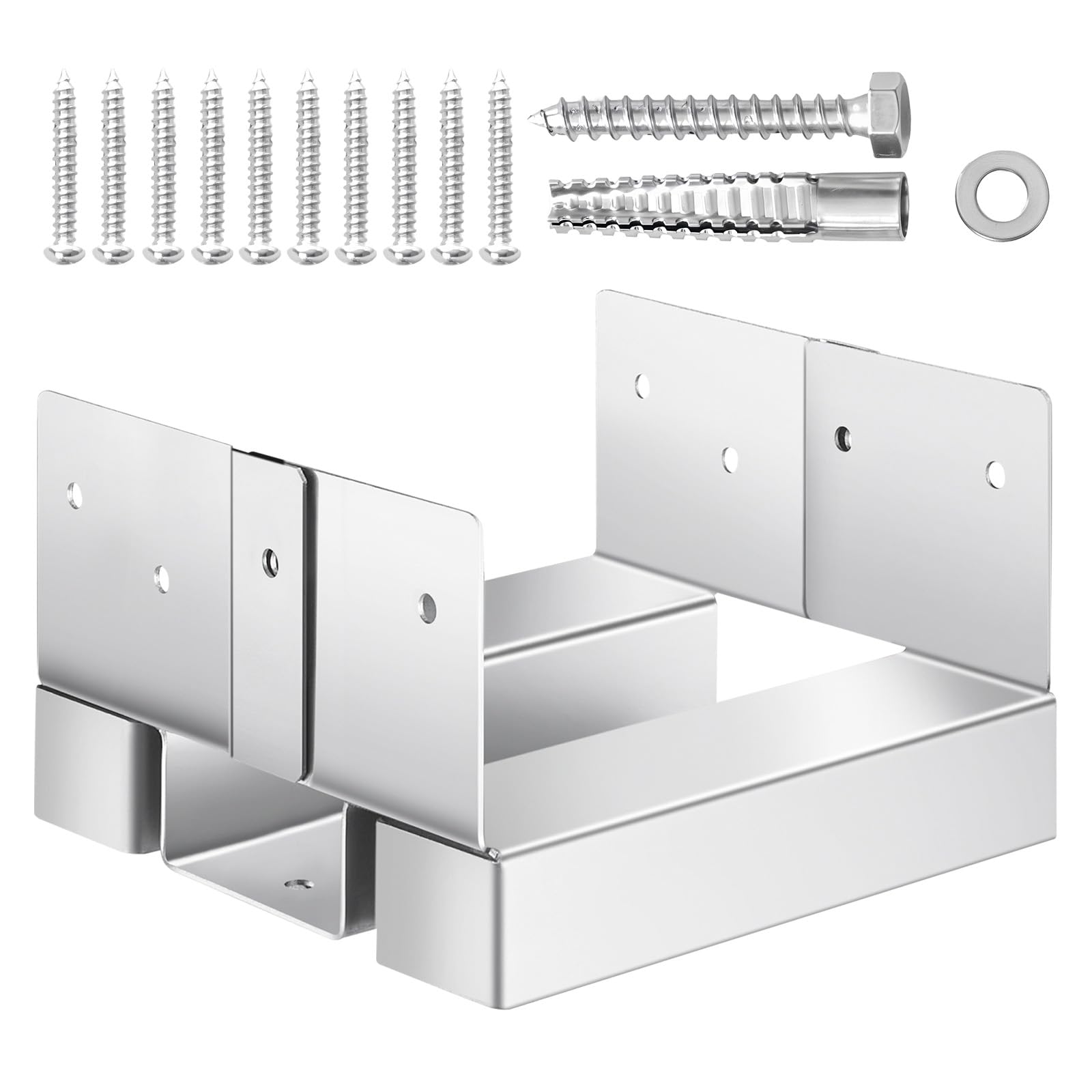 VEVOR 6x6 Post Base 10 Pcs, Inner Size 5.49x5.57inch/139.5x141.5mm Concrete Post Anchor, Heavy-Duty Zinc-Plated Carbon Steel Posts Brackets with 1