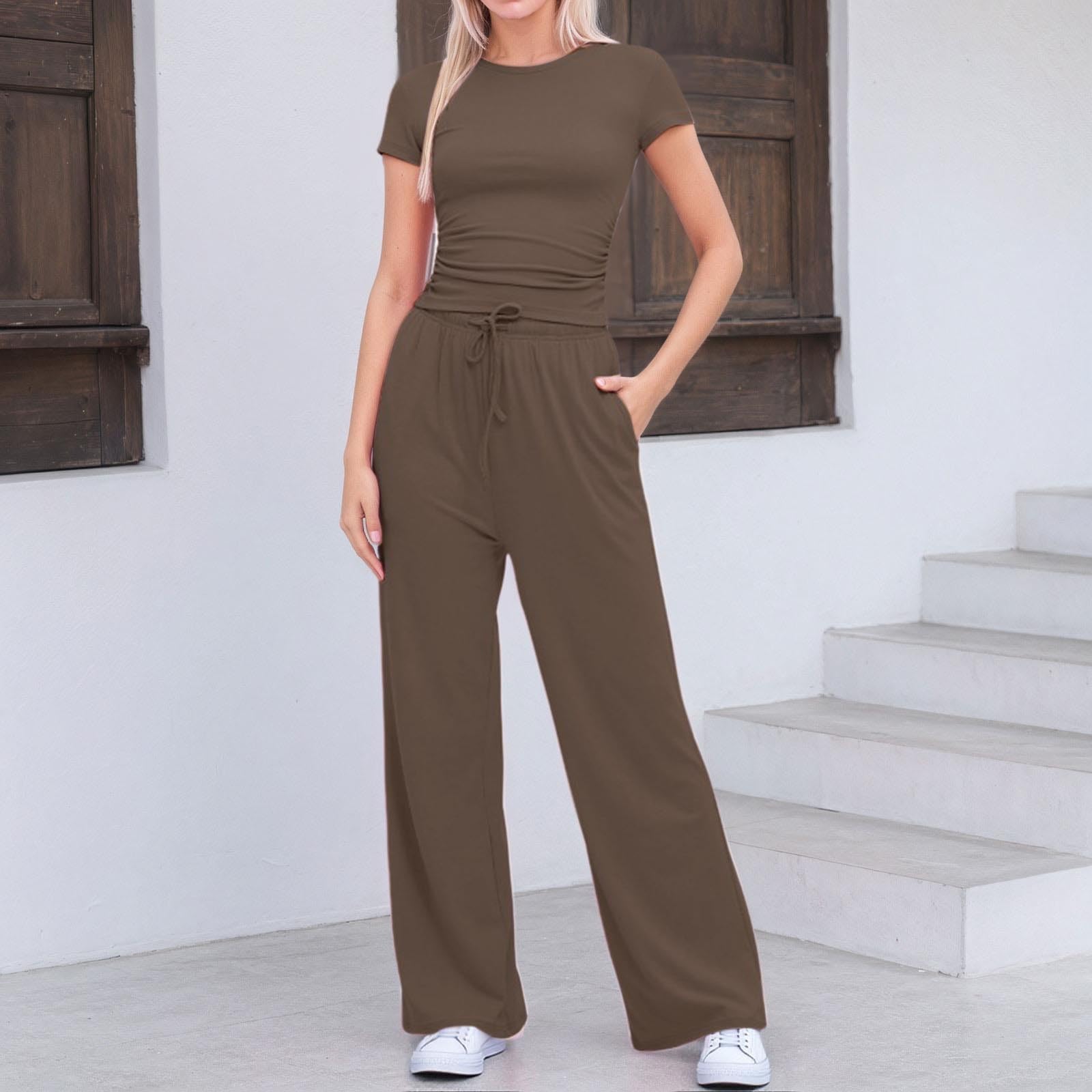 Ensemble de sport baggy pour femme - Grandes tailles - Survêtement d'été élégant - Long survêtement 2 pièces avec pantalon - Taille courte - Loungewear - Tenue de maison sexy - Vêtement de sport pour