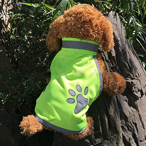 Sicherheitsweste für Hunde, reflektierend, hohe Sichtbarkeit, Kleidung für kleine und große Hunde, Sicherheitsgeschirr für Outdoor, Wandern, Spazierengehen, mit Pfotenabdruck (M)