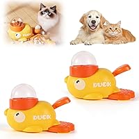 AIIONP Yellow Duck Interactive Treat Dispenser for Dogs & Cats - Slow Feeder Puzzle with Button, Small & Large Pets