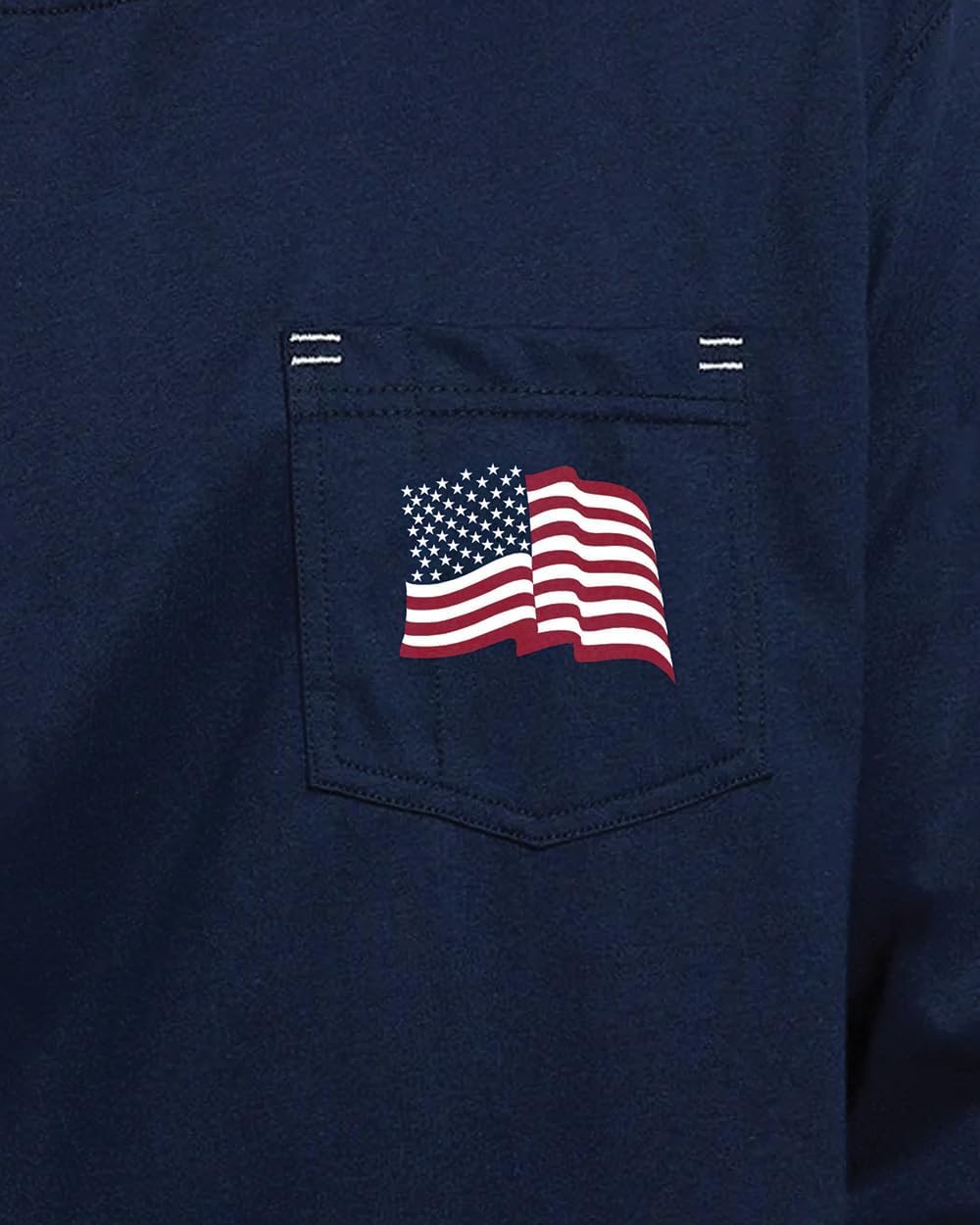 Made By Us – American Flag Print – Pyrosafe Flame Resistant (FR) Long Sleeve Cotton Shirt with Front Pocket - Made in USA - Image 5