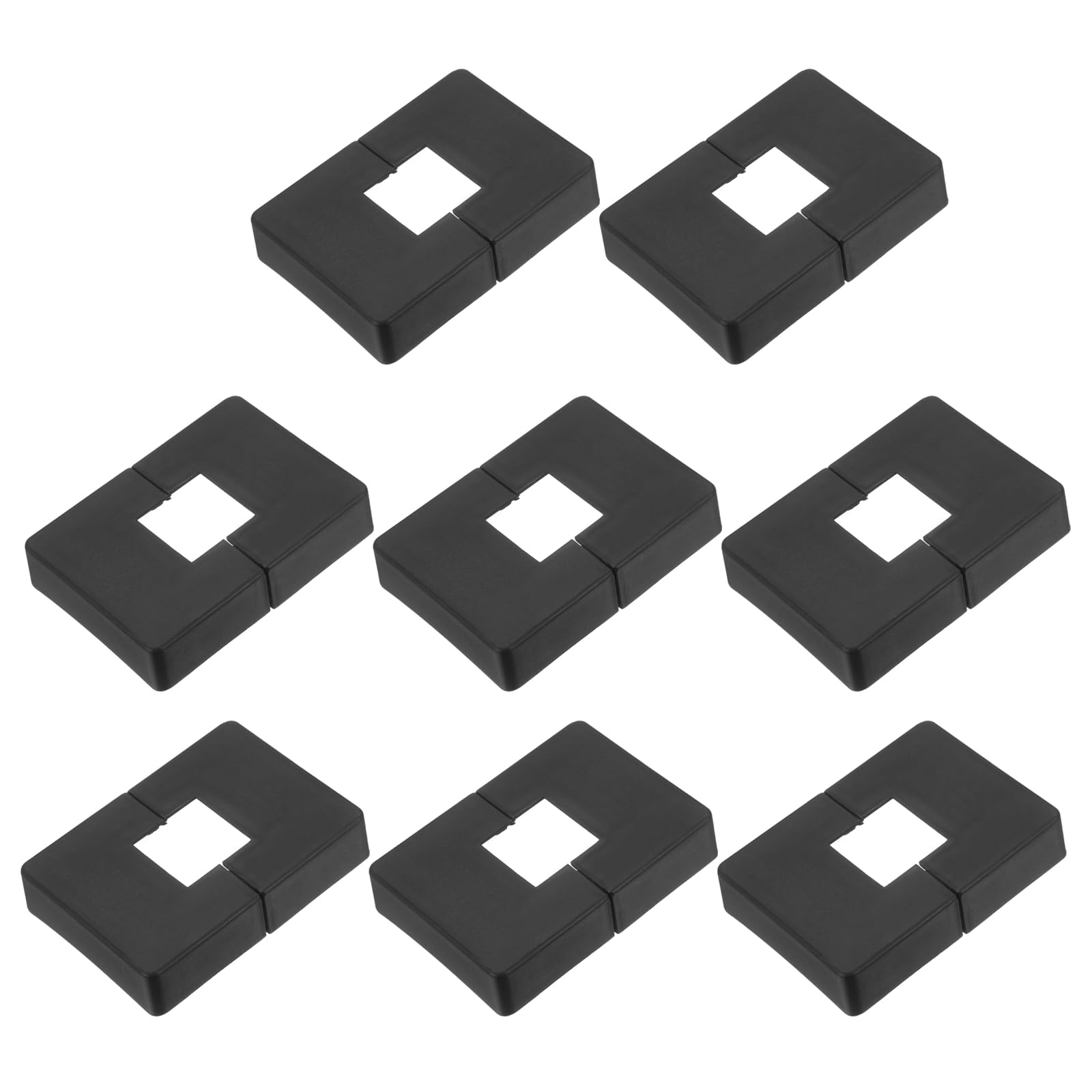 PATIKIL 8 Pack Fence Post Skirt, 1.2 x 1.2 Inch Square Split Style Deck Post Base Covers Plastic Flange Base Shoe for Railings Fence Stair Railing Porch, Black