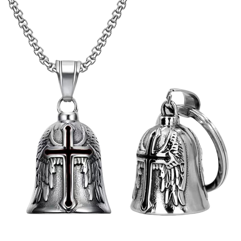 XIAOYANS2PCS Guardian Bell Motorcycle Biker Luck Riding Spirit Bell, Good  Luck Charm Pendant Necklace, Key Ring Guardian Bell, Biker Gift, with Hanger