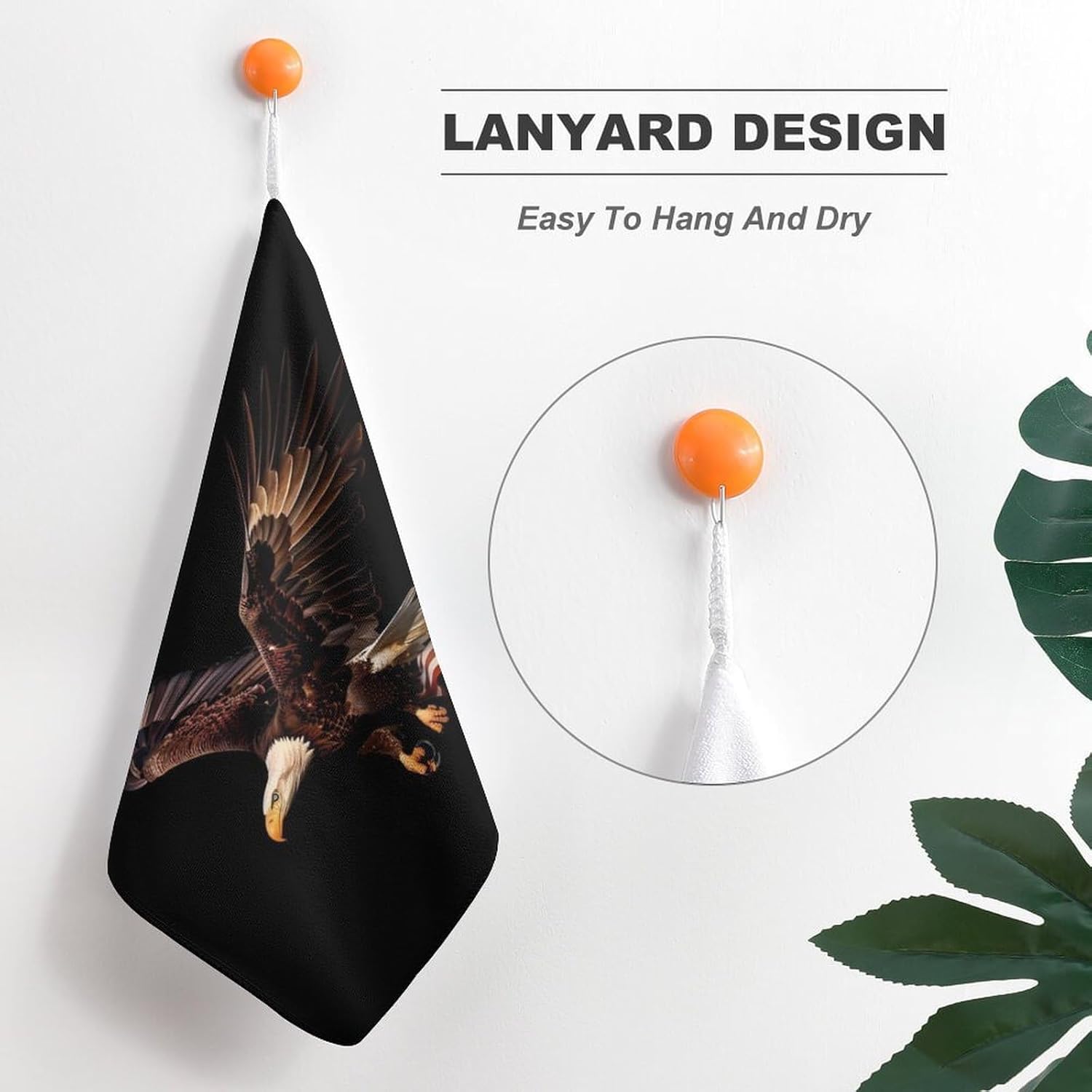 State U.S Flag Eagle Hand Towels for Bathroom Kitchen Towels Small Towel Handkerchiefs with Hanging Loop 4PCS