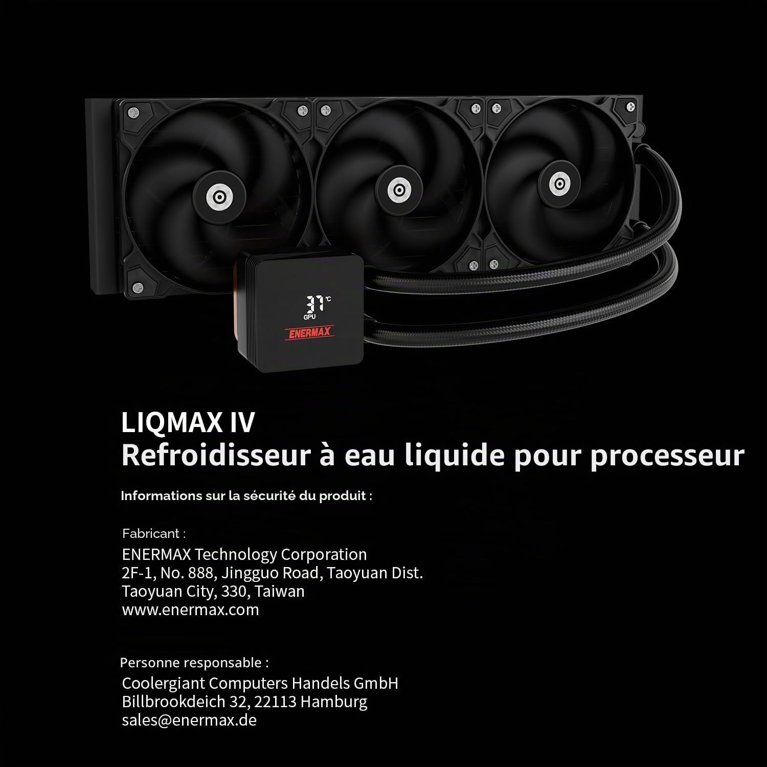 ENERMAX LIQMAX IV ELC-LMIV240-SF Processeur AIO 240 mm | Dual Chamber | TDP 360W+ | Intel LGA 1851/1700/115x/2066 | AMD AM5/AM4 | Affichage numérique | 2 ventilateurs de performance PWM 120 PWM