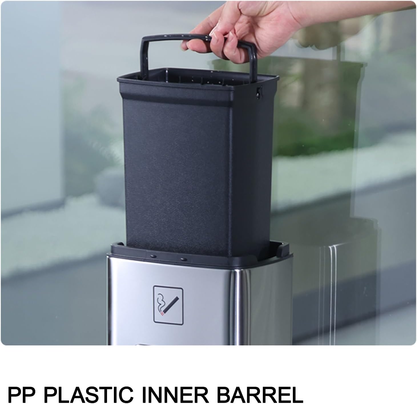 Standing Outdoor Ashtray, Commercial Metal Ashtrays for Disposal of Cigarette Butts Can be used Outside in Gardens, Terraces, Hotels, Restaurants(Silver)