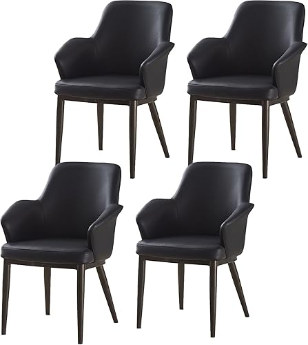 Miniatura 11 de Juego de sillas de mesa de comedor, sillas de piel sintética, sillas de sala de estar con respaldo curvado y protección de tapa de pie para comedor,