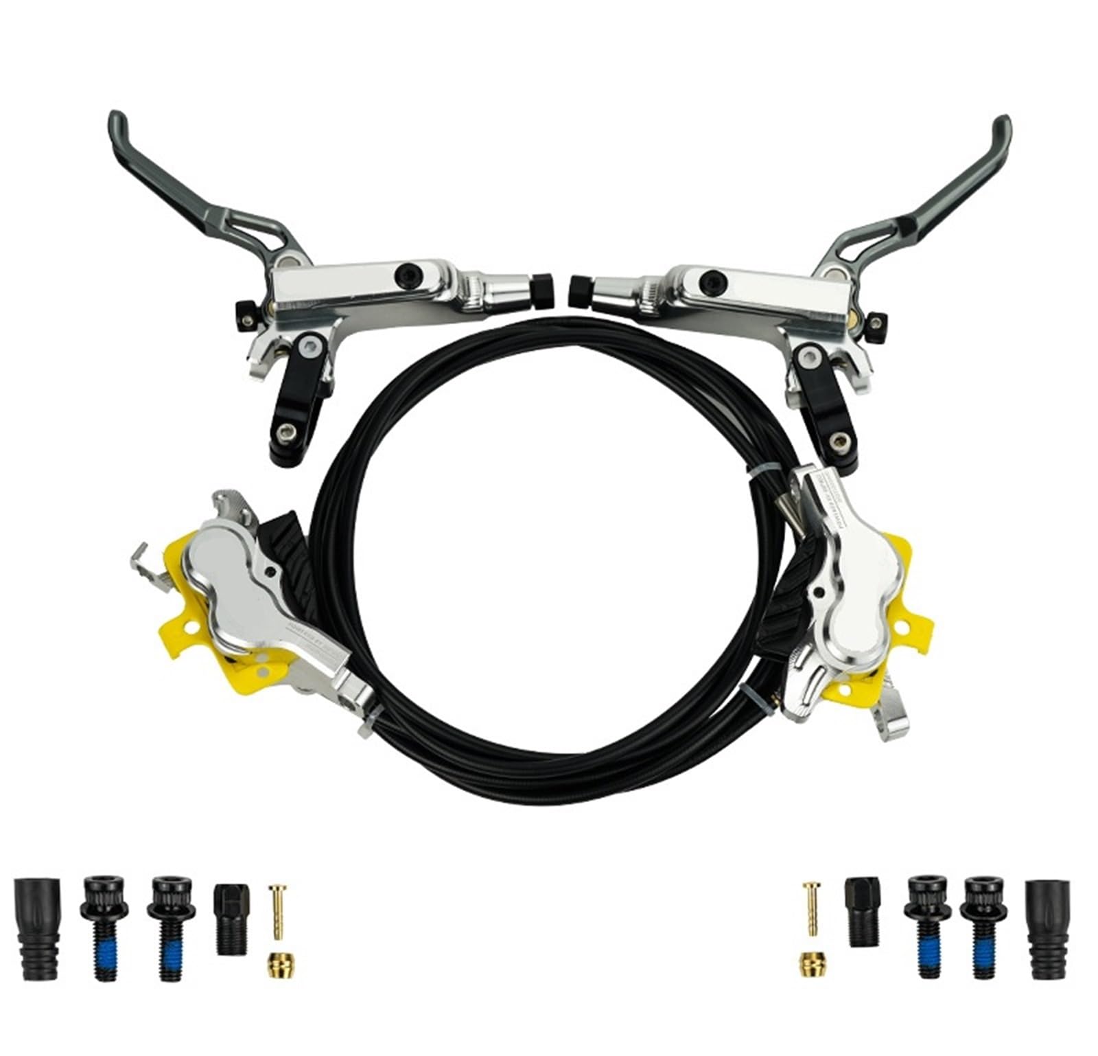 Genérico Freno De Disco Hidráulico MTB De 4 Pistones 82/145cm CNC Piezas De Repuesto De Bicicleta De Aceite Mineral