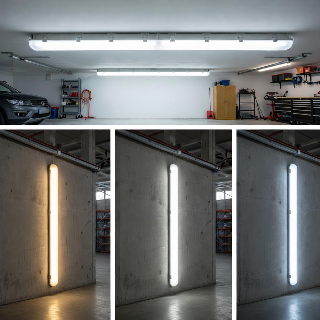 Brightex White 72W 6Ft Led Batten Light 1800Mm 7200Lm Ip65 Waterproof | 3Cct Cool Daylight Warm | Non Flicker Slimline Surface Tube Light | Ceiling Wall Mount Garage Office Workshop Lighting
