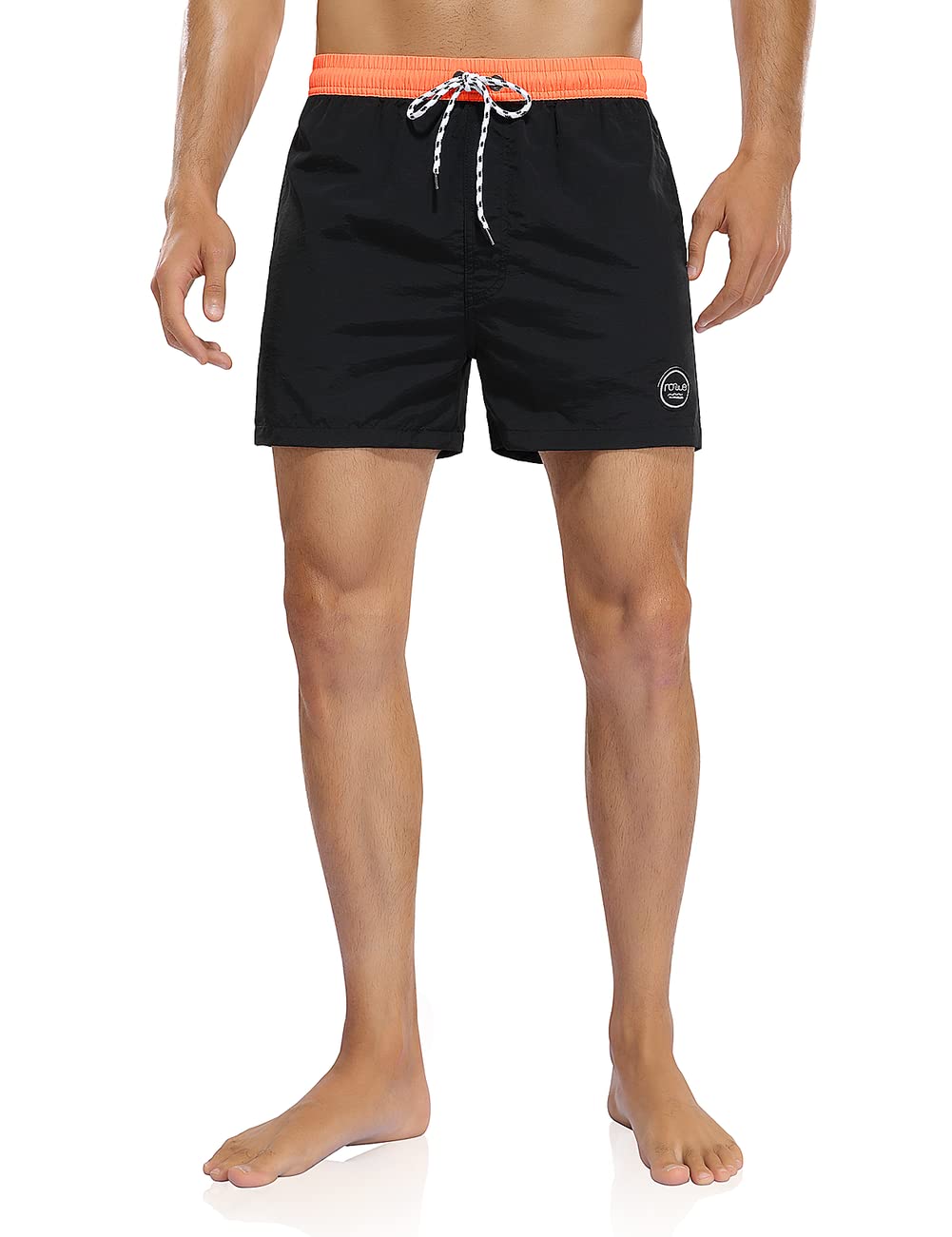 Nonwe Men's Swimming Trunks with Drawstring Beach Shorts for Men Quick Dry Black 30