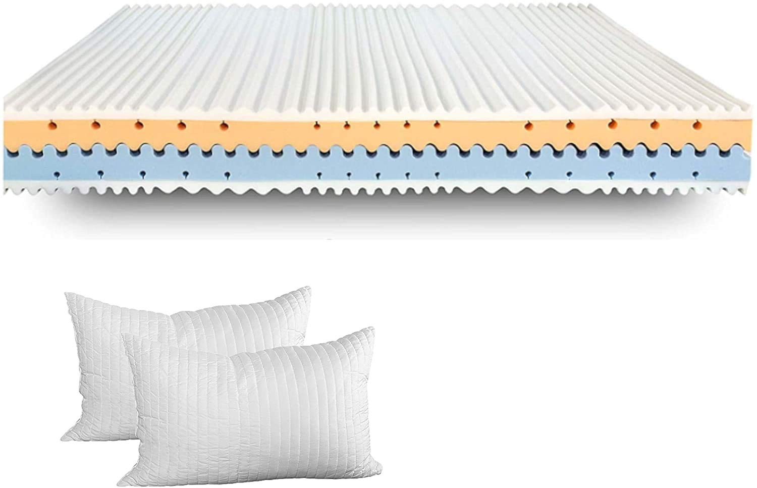 Evergreenweb - Materasso Matrimoniale 160x200 alto 25 cm MEMORY FOAM Ortopedico DISPOSITIVO MEDICO Lastra a Onda 4D Massaggiante 7 Zone Fodera SILVER Sfoderabile Lavabile + Coppia Cuscini Letto GRATIS