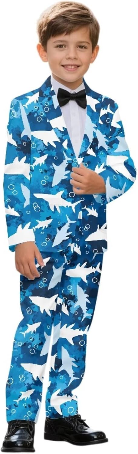 Boys Formal Tuxedo Slim Fit Suits for Wedding School Dress Clothes Outfits 2 Pieces Set Dresswear for 6-14 Years