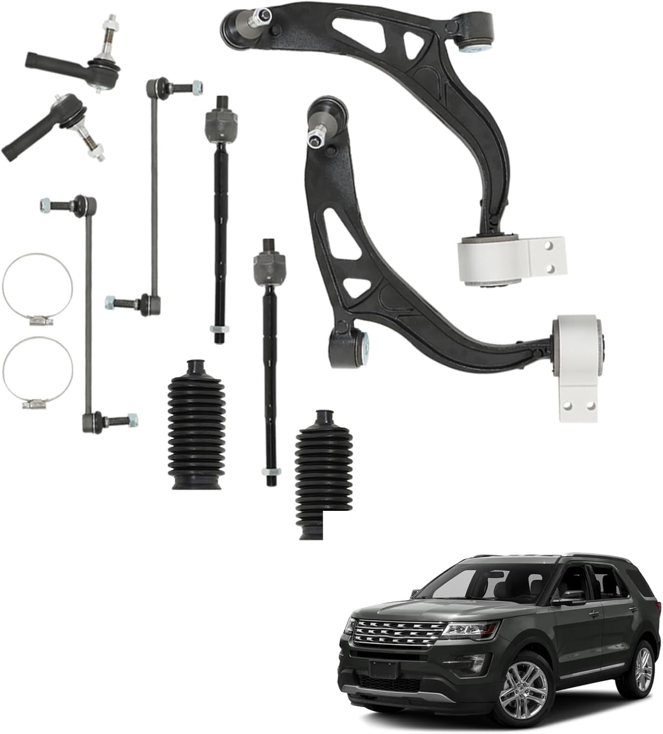 munirater 10pcs Front Lower Control Arm Ball Joints Sway Bars Replacement for Explorer 2011-2017